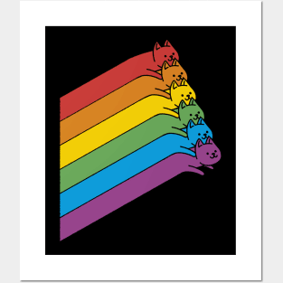 Flying Rainbow Cats Lines by Tobe Fonseca Posters and Art